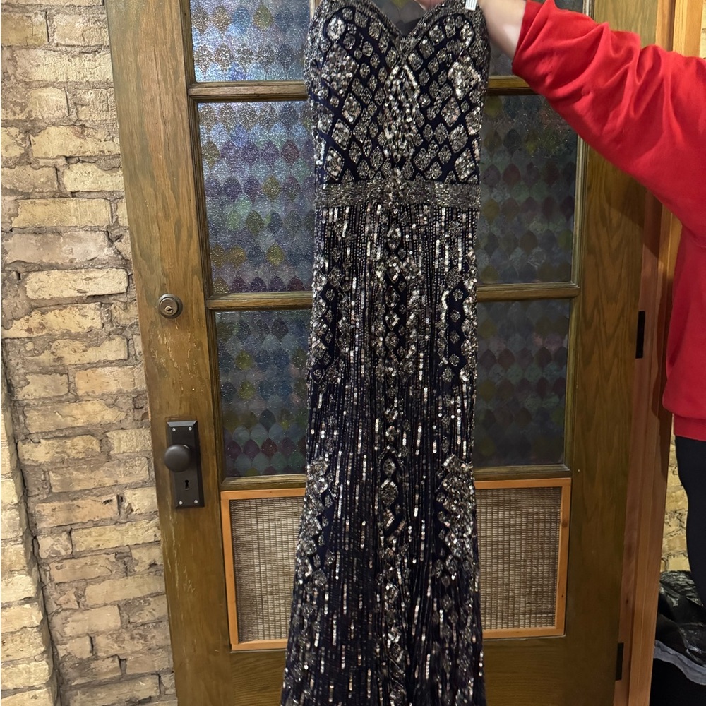 Elegant Black and Silver Evening Gown